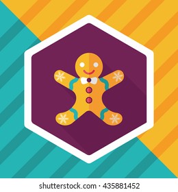 Gingerbread man flat icon with long shadow,eps10