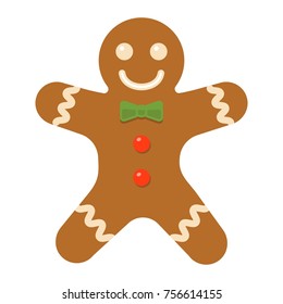 Gingerbread man flat icon, New year and Christmas, xmas sweet sign vector graphics, a colorful solid pattern on a white background, eps 10.