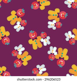 Gingerbread man flat icon,eps10 seamless pattern background
