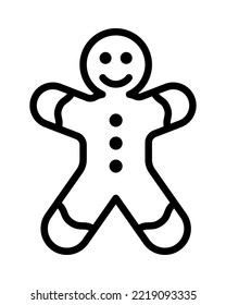 Gingerbread man flat line icon. Celebration concept - sweet cookie. Outline sign for mobile concept and web design, store