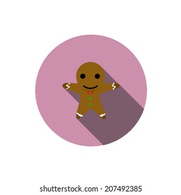 Gingerbread man ,Flat style with long shadows