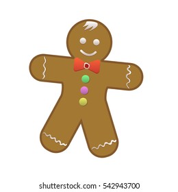 Gingerbread man. Flat vector illustration. isolated on white background