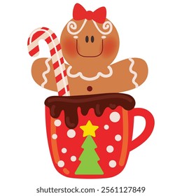 Gingerbread man girl  Christmas ornament vector cartoon illustration