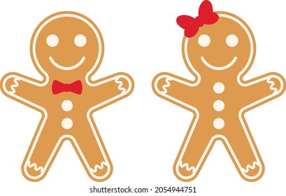 Gingerbread man and girl vector design. Christmas cookies illustration isolated on white background