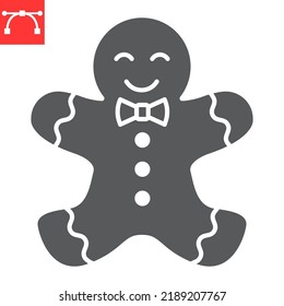 Gingerbread man glyph icon, Christmas and sweet, Gingerbread man vector icon, vector graphics, editable stroke solid sign, eps 10.