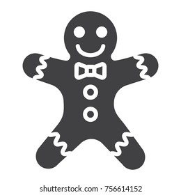 Gingerbread man glyph icon, New year and Christmas, xmas sweet sign vector graphics, a solid pattern on a white background, eps 10.
