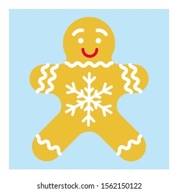 Gingerbread man, great design for any purposes. Simple flat vector illustration. Isolated vector. Holiday illustration. Holiday gingerbread man cookie. Simple isolated pictogram. Christmas icon