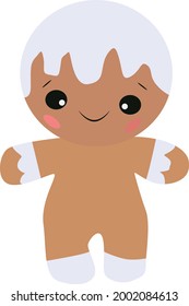 hombre de pan de jengibre con peinado, dibujo vectorial, aislado sobre un fondo blanco