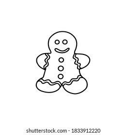 Gingerbread man. Hand drawn vector illustration in Doodle style