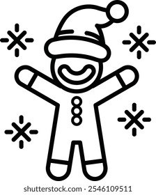 A gingerbread man with a hat and a snowflake on his hat