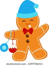 Hombre de pan de jengibre con lámpara de luz Ilustración