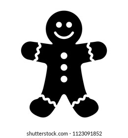 Gingerbread man holiday biscuit or cookie flat vector icon for food apps and websites