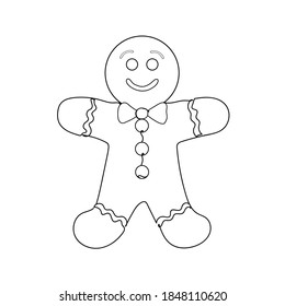 Gingerbread man. Holiday biscuit or cookie. One line drawing. Vector illustration continuous line drawing.