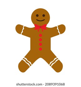 Lebkuchen-Mann-Feiertagskekse oder Kekse flache Farbe Symbol, Happy New Year Symbol