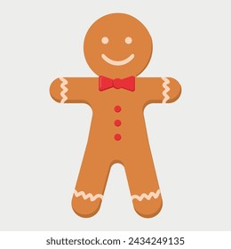 Gingerbread man holiday biscuit or cookie flat color vector icon for food apps and websites