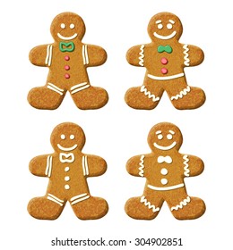 Gingerbread man holiday sweet cookie. Vector isolated illustration