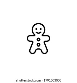 gingerbread man icon  in black line style icon, style isolated on white background