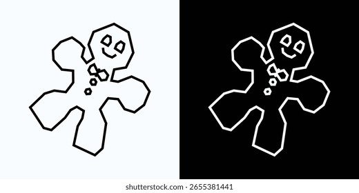 Icono de hombre de jengibre en el arte de la línea negra y el estilo de recorte del arte de la línea blanca
