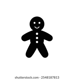 Gingerbread man icon. Gingerbread black vector silhouette illustration on white background.