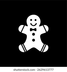 Gingerbread Man Icon in Black and White
