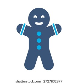 Icono de hombre de pan de jengibre diseño de Vector plano azul símbolo de galleta de Navidad navidad postre dulce decoración de alimentos elemento gráfico signo