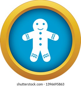 Gingerbread man icon blue vector isolated on white background for any design