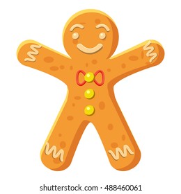 Gingerbread man icon in cartoon style isolated on white background vector illustration