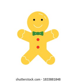 Gingerbread man icon. Christmas cookie or biscuit. Vector illustration.