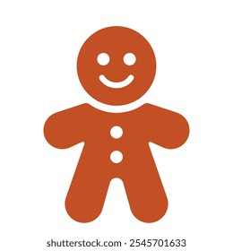 Gingerbread Man Icoon voor Kerstmis en Nieuwjaar. Vlakke vectorillustratie op een witte achtergrond