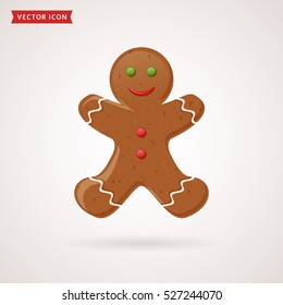 Gingerbread man icon. Christmas traditional symbol. Vector illustration.