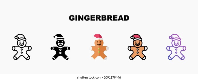 Gingerbread Man icon designed in outline flat glyph filled line and gradient. Perfect for website mobile app presentation and any other projects. Enjoy this icon for your project.