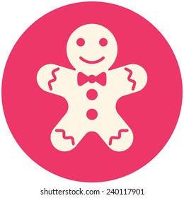 Gingerbread man icon (flat design)