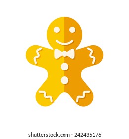 Gingerbread man icon (flat design)