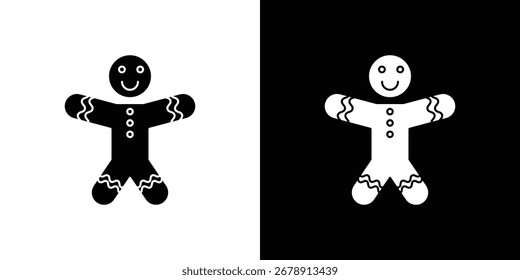 Gingerbread man icon flat design. Eps 10