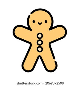 Gingerbread Man icon. Flat line vector illustration