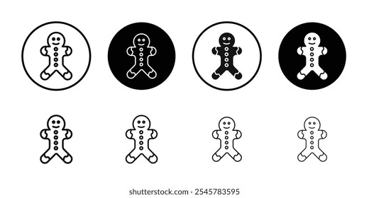 Gingerbread man icon flat line symbol set.