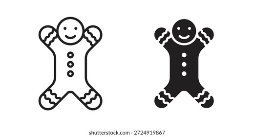 Gingerbread man icon flat and stroke collection for ui ux work.