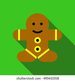 Gingerbread man icon in flat style isolated with long shadow vector illustration
