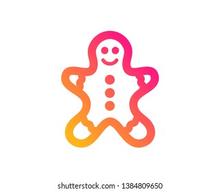 Gingerbread man icon. Ginger cookie sign. Sweet holiday food symbol. Classic flat style. Gradient gingerbread man icon. Vector