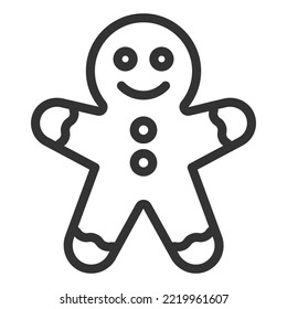 Gingerbread man - icon, illustration on white background, outline style