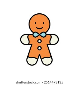 Gingerbread Man icon isolated on a white background. Vector illustration.