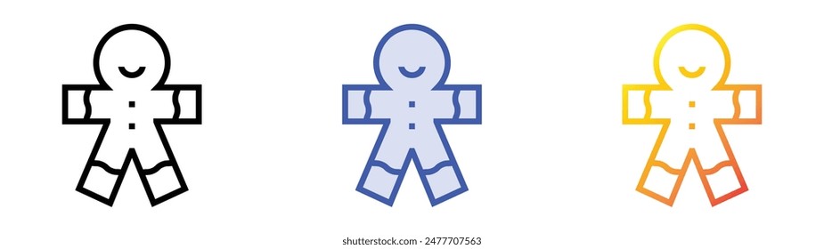 gingerbread man icon. Linear, Blue Fill and Gradient Style Design Isolated On White Background