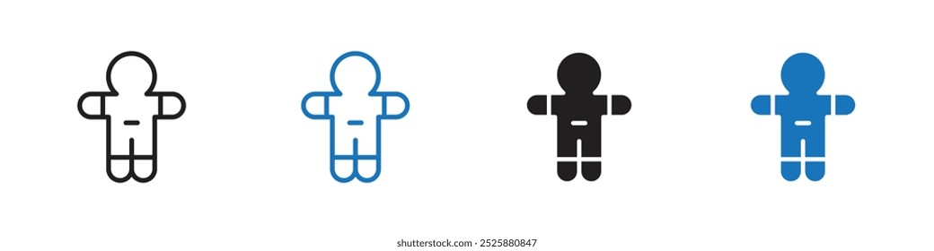 Gingerbread man icon linear graphics set vector in black