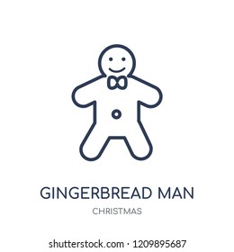 Gingerbread man icon. Gingerbread man linear symbol design from Christmas collection. Simple outline element vector illustration on white background.