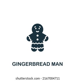 Gingerbread Man icon. Monochrome simple icon for templates, web design and infographics