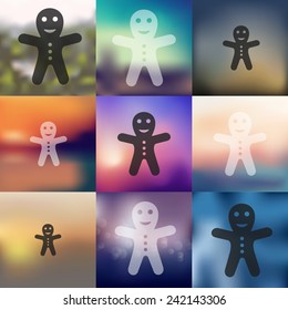 gingerbread man icon on blurred background