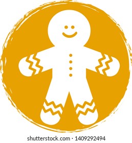 Gingerbread man icon on circle background. Vector illustration. 