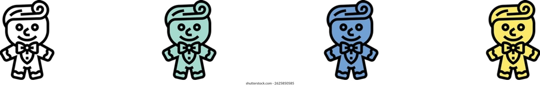 gingerbread man icon. Outline, Green, Blue and Yellow Style Design Isolated On White Background