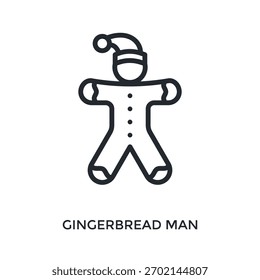 Gingerbread Man Icon Outline Style. Vector Illustration For Graphic Design
