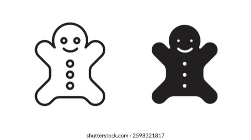 Gingerbread man icon outlined icon vector collection.